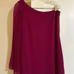 burgundy one sleeve dressy dress